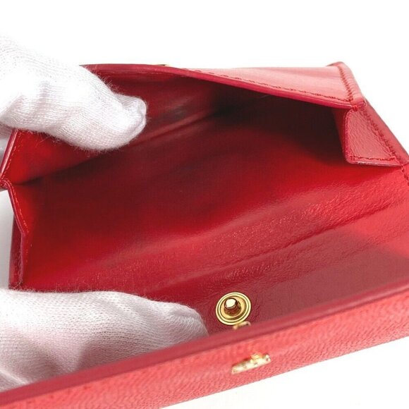 BURBERRY TB Wallet Compact Wallet Folded wallet Leather Red - Picture 8 of 10